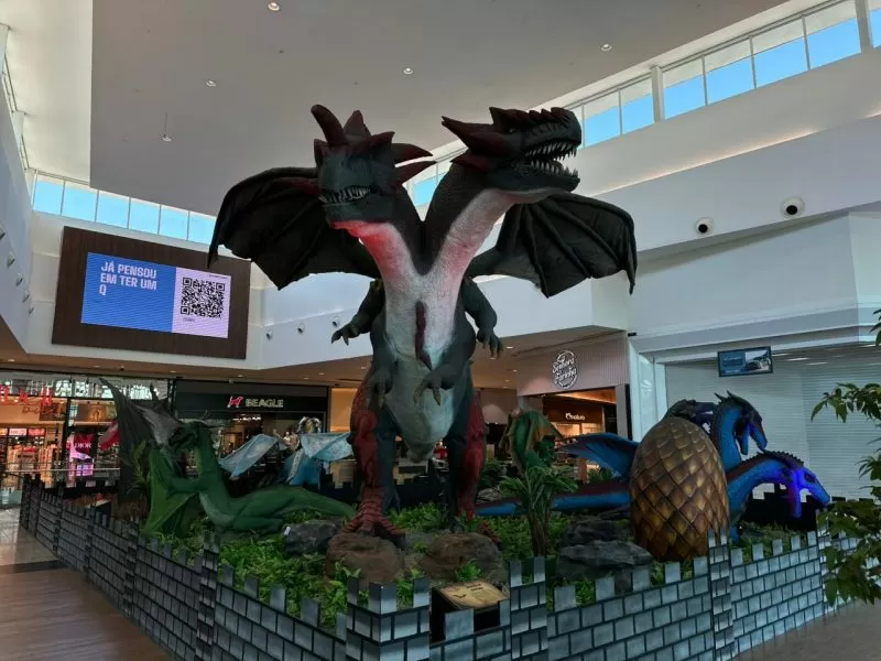 Dragões gigantes tomam conta do Norte Shopping em exposição internacional gratuita em Blumenau
