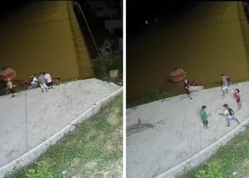 Grupo de adolescentes vandaliza flutuante de captação de água em Gaspar