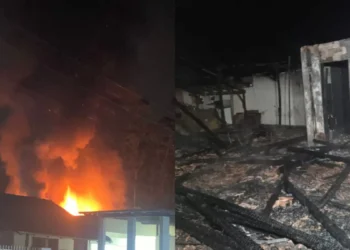 Incêndio atinge estrutura anexa a residência em Pomerode