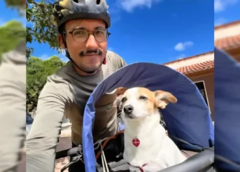 Força e coragem: após vencer câncer terminal, ciclista que partiu de Blumenau percorre o Brasil com sua cachorra