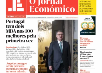 A primeira página do Jornal Económico de 16 de fevereiro