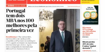 A primeira página do Jornal Económico de 16 de fevereiro
